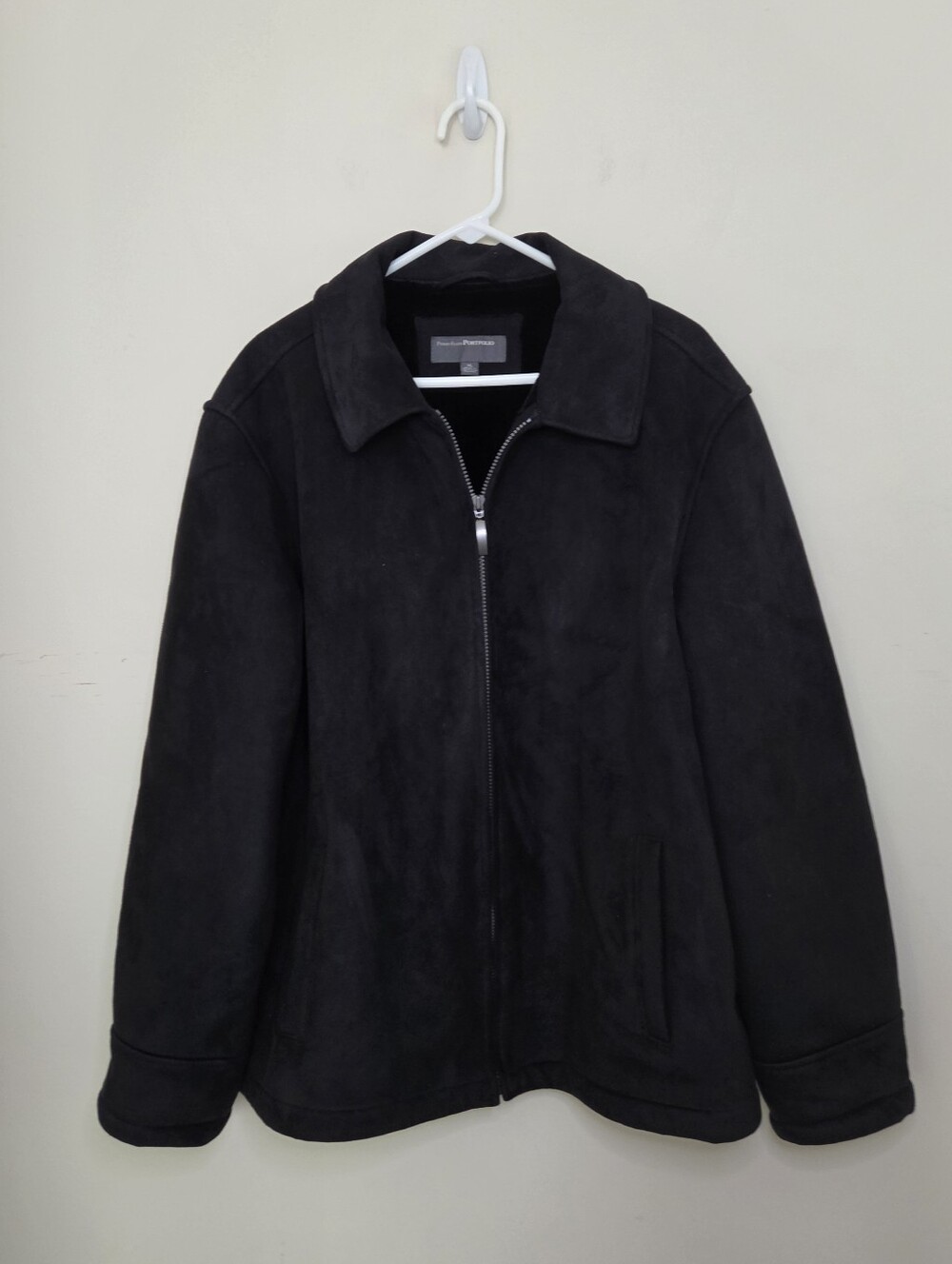 Men's Perry Ellis Portfolio Black Faux Suede Jacket Sz XL